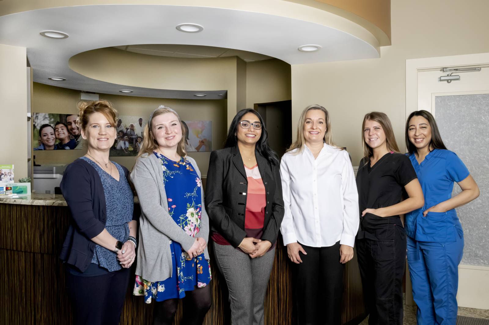 six women dental professionals at a dentist romeoville clinic